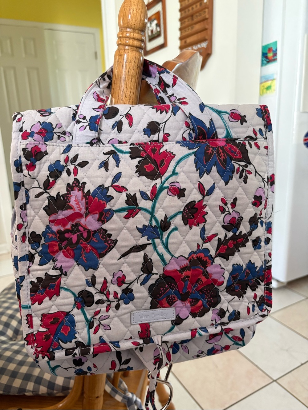 Vera Bradley Quilted Floral Carry-All in Light Gray, Pink, Blue and Teal